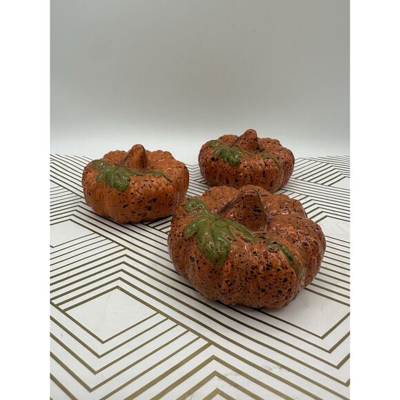 Vintage Ceramic Pumpkins Fall Decor Thanksgiving in orange green brown - Picture 6 of 7